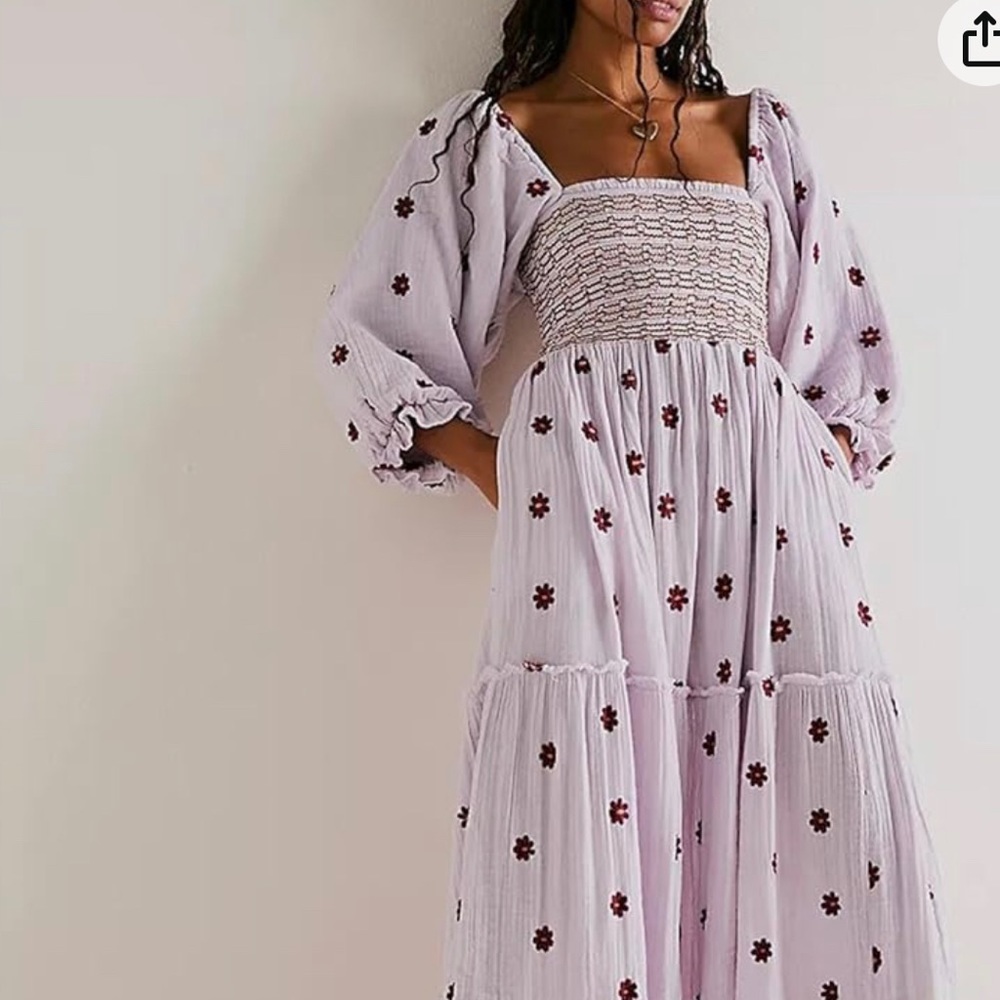 cottage core Purple and deep red maxi dress
